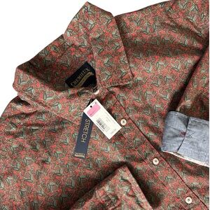 NWT Cremieux Premium Denim Paisley  Men's 3XT 3XLT  Denim Flip Cuff Party Shirt